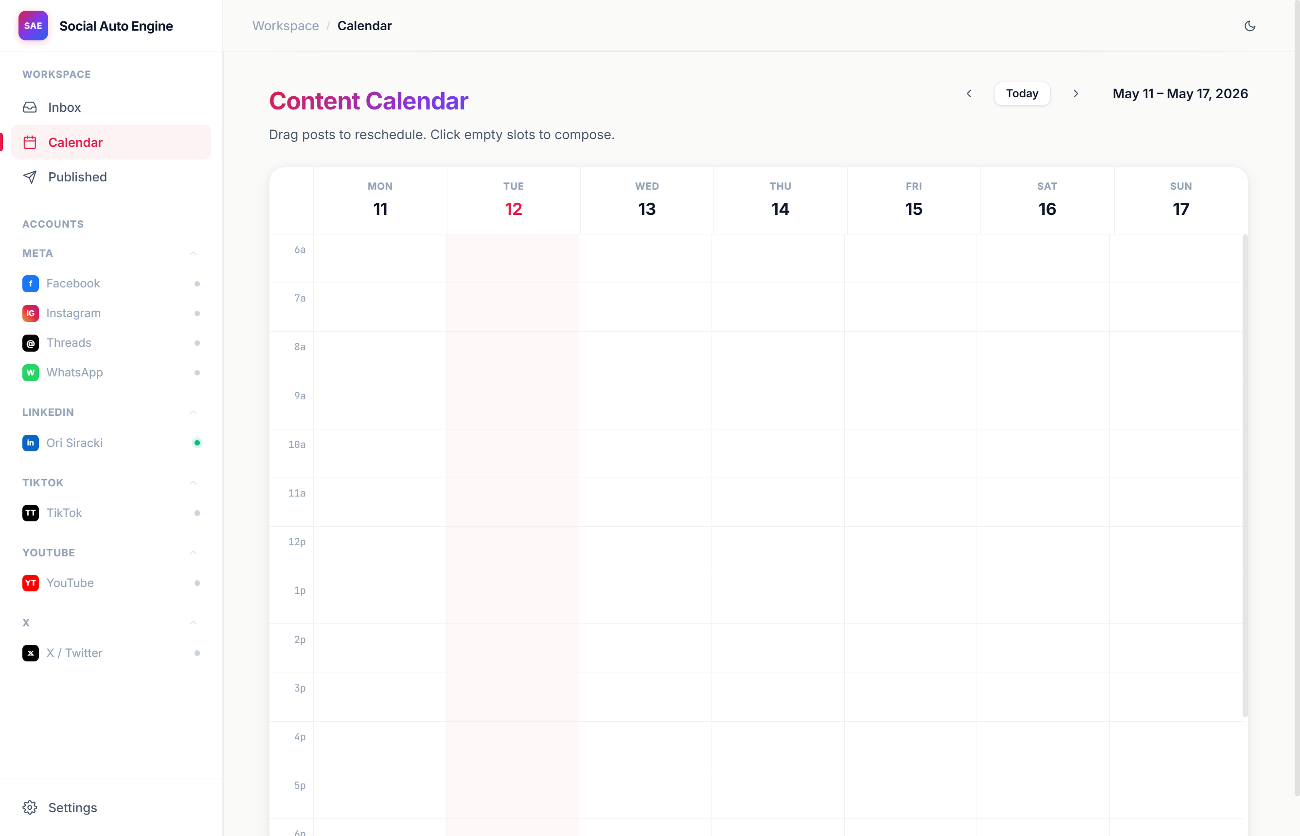 Calendar scheduling view